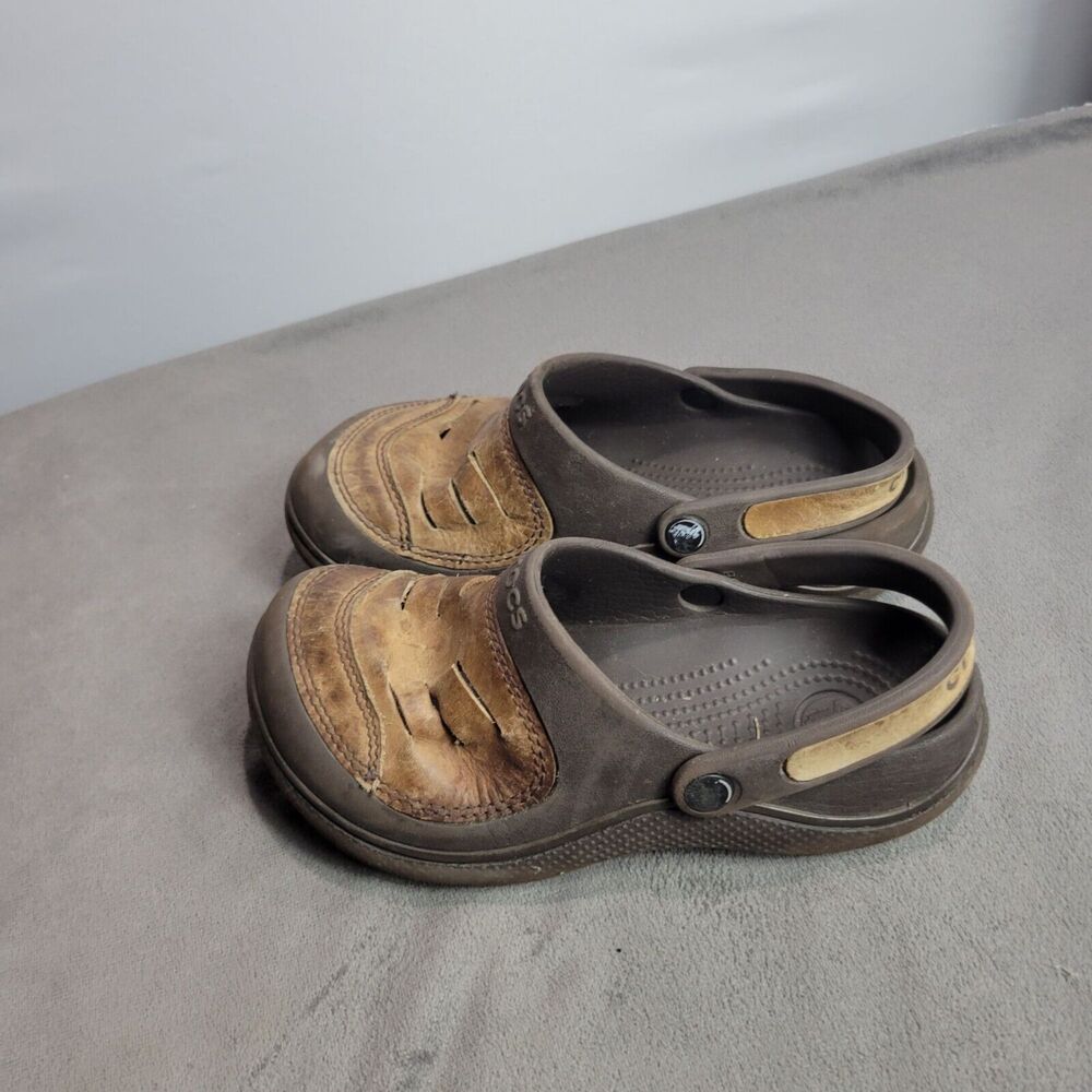 Vintage Crocs Brown Leather Mens Clogs Size‎ 12